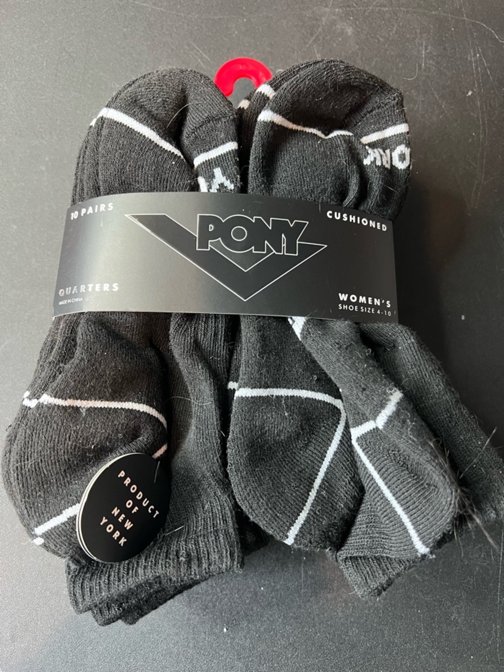 Pony Women's Black & White Cushioned Quarter Socks - 10 Pairs